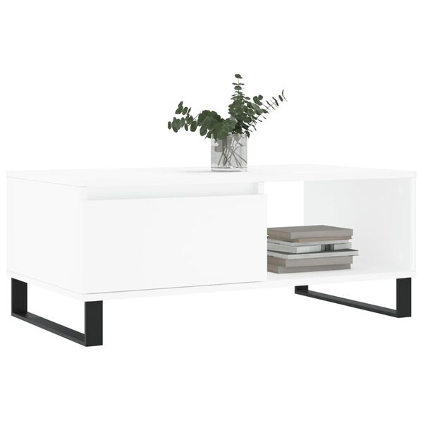 vidaXL Coffee Table White Engineered wood, Metal Medium Coffee Table