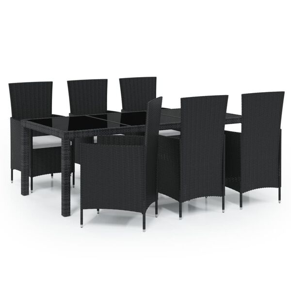 vidaXL Outdoor Dining Set Black, Cream White
