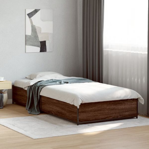 vidaXL Bed Frame Brown Oak Engineered Wood Small Single Durable