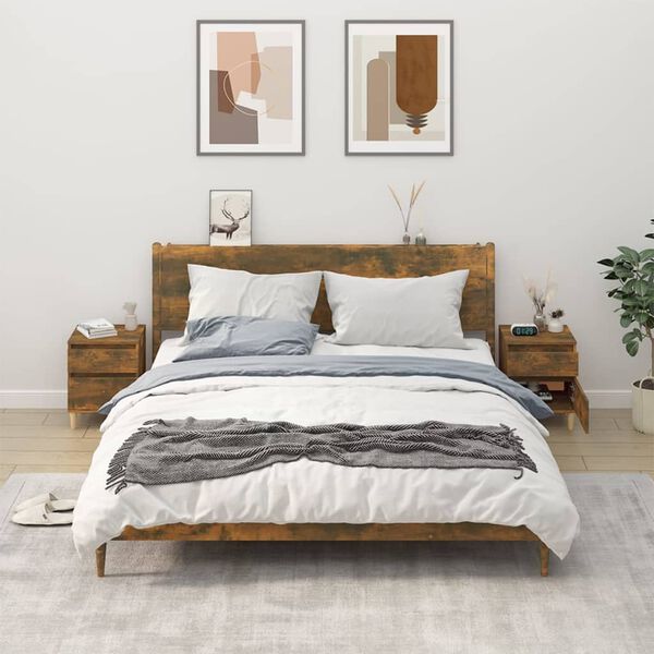 vidaXL Bedside Cabinet Set of 2 Smoked oak