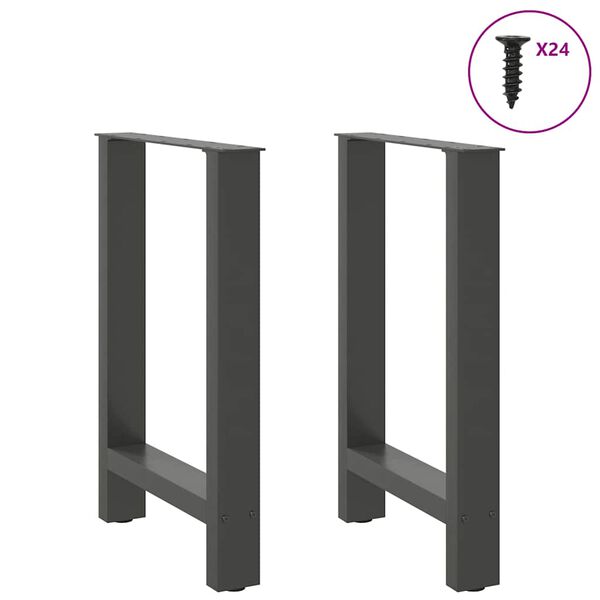 vidaXL Coffee Table Leg Set of 2 Anthracite Powder-Coated Steel Medium