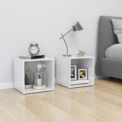 vidaXL TV Stand High Gloss White 14.6"x13.8"x14.6" Engineered Wood