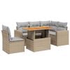 vidaXL Garden Sofa Set Beige PE Rattan Large Adjustable Armrests