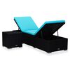 vidaXL Sun Lounger Black, Blue PE Rattan, Powder-Coated Steel, Polyester
