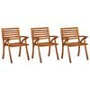 vidaXL Patio Dining Chair Set of 3 Natural wood Solid acacia wood