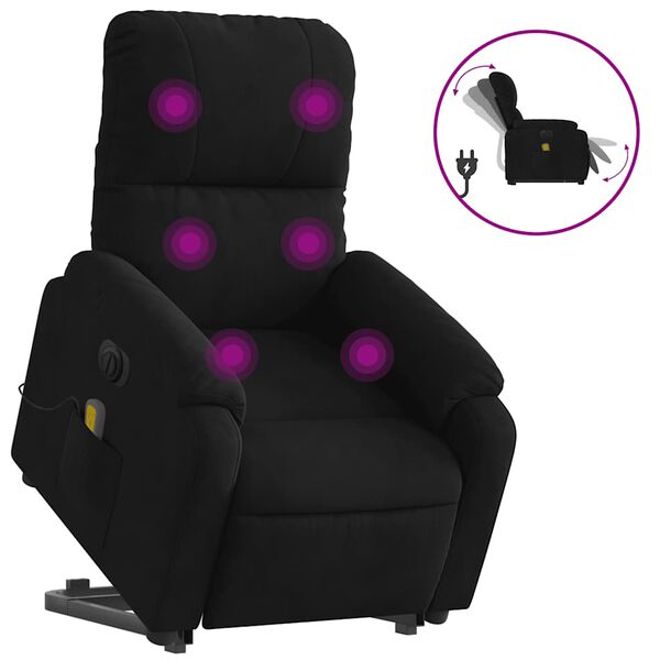 vidaXL Electric Stand Up Massage Recliner Chair Black