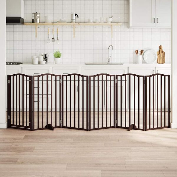 vidaXL Dog Gate Set of 6 Brown Oak Poplar Wood