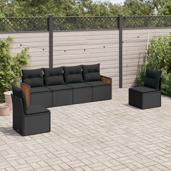 vidaXL Garden Sofa Set Black PE rattan Large Adjustable Feet