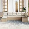 vidaXL Garden Sofa Set with Cushion 7 pcs Beige Poly Rattan