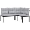 vidaXL Garden Sofa Set Black Powder-Coated Steel Large Modular