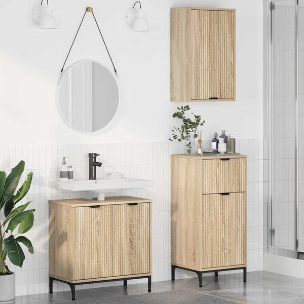 vidaXL Bathroom Furniture Set 3 pcs Sonoma oak Engineered wood
