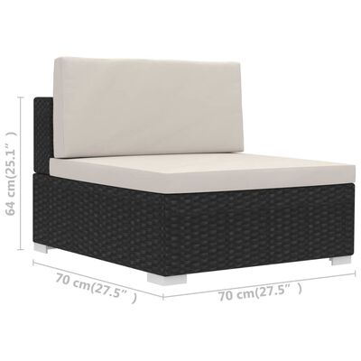 vidaXL 4 Piece Patio Sofa Set with Cushions Poly Rattan Black