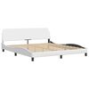 vidaXL Bed Frame White Faux leather, metal, solid pine wood, plywood