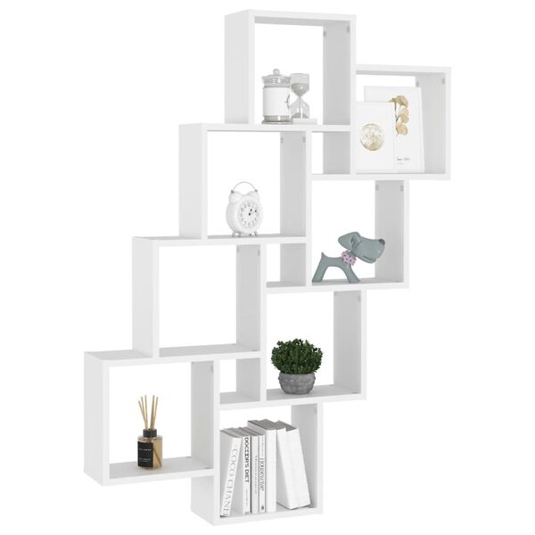 vidaXL Wall Shelf White Engineered wood Short, tall Wall mounting