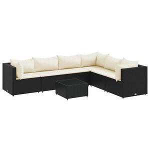vidaXL Patio Lounge Set Black, Cream White