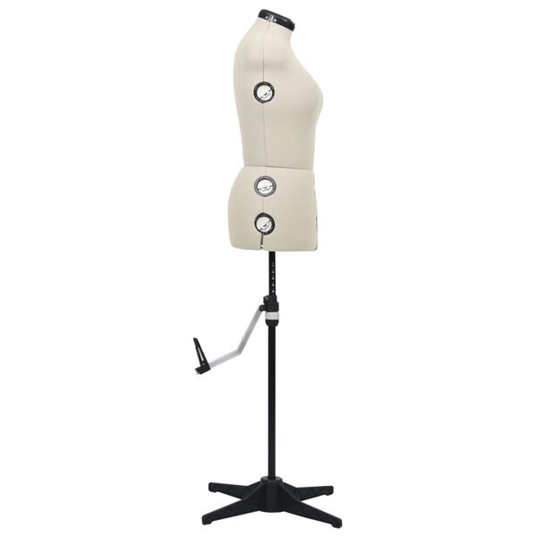 vidaXL Dress Form Cream and black Polyester, ABS M Height-Adjustable