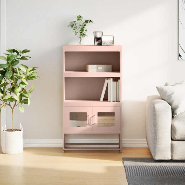 vidaXL Highboard Pink Cold-rolled steel Mid-sized Highboard