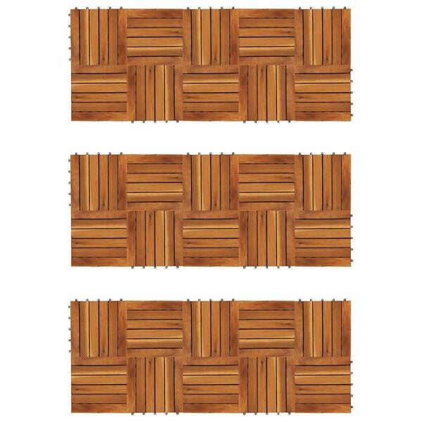vidaXL Decking Tiles Vertical Pattern 11.8"x11.8" Acacia Set of 30