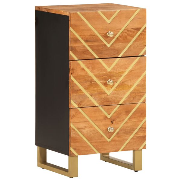 vidaXL Side Cabinet Brown and Black Solid Mango Wood, MDF, Iron