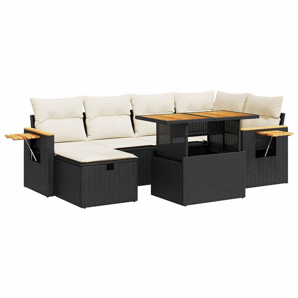 vidaXL Garden Sofa Set Black, White