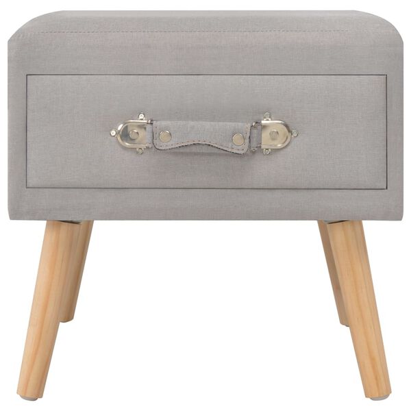 vidaXL Bedside Cabinet Grey Fabric and Solid Pine Wood 15.7x13.8x15.7 in
