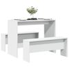 vidaXL Dining Table And Bench Set White Engineered wood Medium