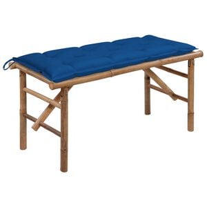 vidaXL Garden Bench Blue, Natural Bamboo Bamboo and 100% Polyester Medium