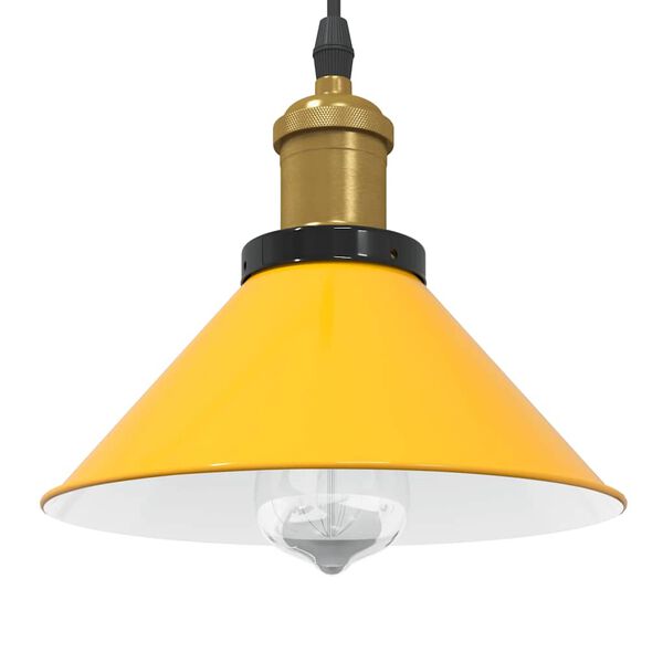 vidaXL Pendant Lamp Gloss Yellow Metal Medium Height-Adjustable