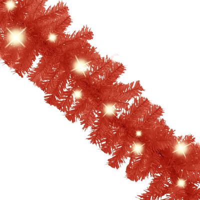 vidaXL Christmas Garland with LED Lights 33 ft Red