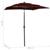 vidaXL Parasol Bordeaux Red Polyester, Powder-Coated Aluminum 6.6x6.6 ft