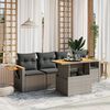 vidaXL Garden Sofa Set Grey PE rattan Large Adjustable Armrests