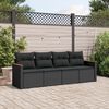 vidaXL Garden Sofa Set Black PE rattan, powder-coated steel, polyester