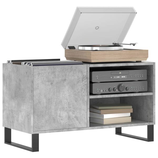 vidaXL Record Cabinet Concrete Grey Engineered Wood, Iron Medium