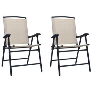 vidaXL Chair Set of 2 Cream Textilene, Steel Standard Foldable Chair