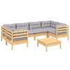 vidaXL Garden Lounge Set Grey Solid pinewood, fabric (100% polyester)