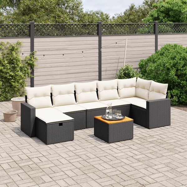 vidaXL Garden Sofa Set Black and Cream White