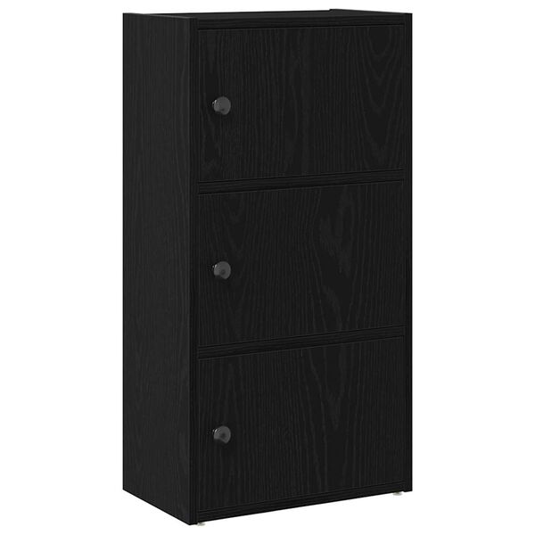 vidaXL Bookcase Black oak Engineered wood Medium Bookcase Rectangular