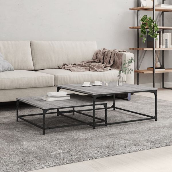 vidaXL Nesting Coffee Table Grey Sonoma Engineered wood Small to Medium