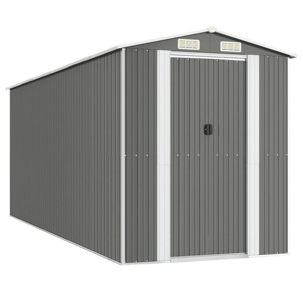 vidaXL Garden Shed Light grey Galvanized steel Large Garden Shed