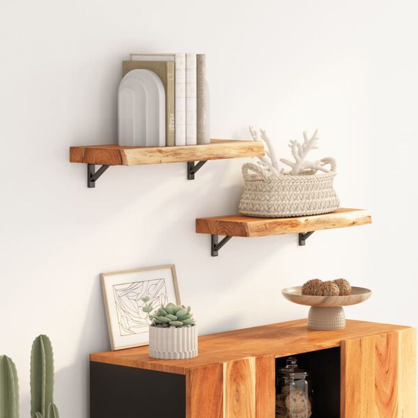 vidaXL Wall Shelf Natural Acacia Solid Acacia wood 15.7 x 7.9 x 1.5 in