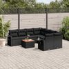 vidaXL Garden Sofa Set Black PE Rattan Large Adjustable Feet