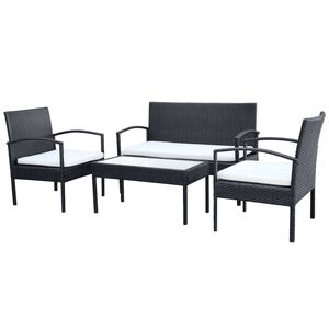 vidaXL Garden Sofa Set Black, Cream White