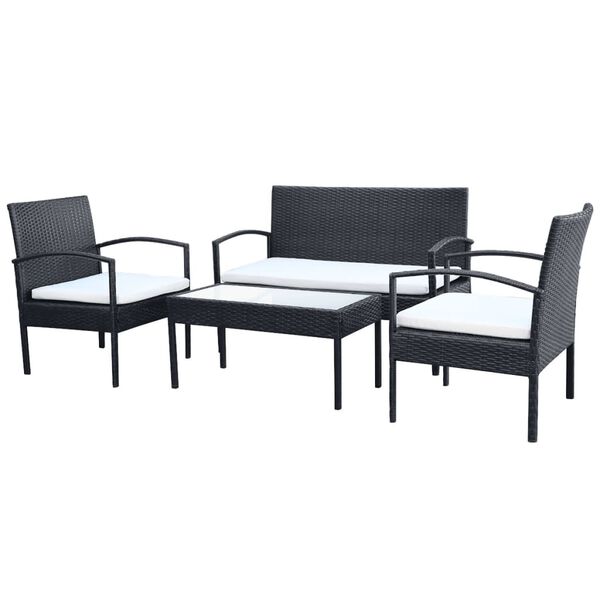vidaXL Garden Sofa Set Black, Cream White