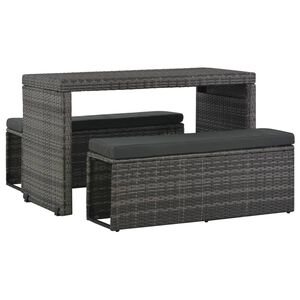vidaXL Sofa Set Grey PE Rattan 3 Piece Set Durable