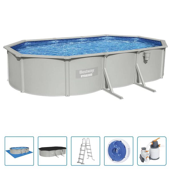 Bestway Above Ground Pool Grey Steel Large UV-resistant materials