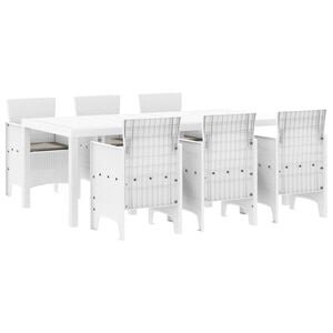 vidaXL Garden Dining Set 7 pcs White Polt rattan