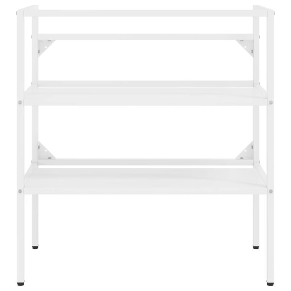 vidaXL Washbasin Frame With Basin White Ceramic, Powder-coated Iron Medium