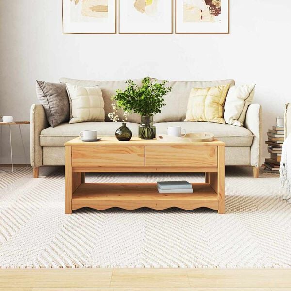 vidaXL Coffee Table Drammen Oak 99 x 55 x 45 cm Solid pine wood