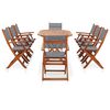 vidaXL Dining Set Grey Solid eucalyptus wood and textilene Large