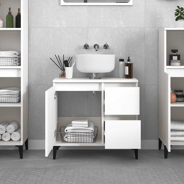 vidaXL Bathroom Cabinet White Engineered wood, metal Medium